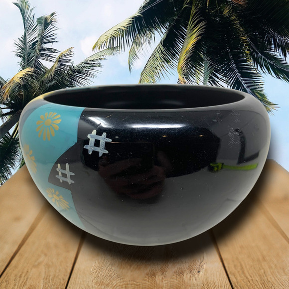 Vintage Japanese Painted Asian Lacquered Wood Trinket Dish Bowl Catchall - Picture 2 of 7